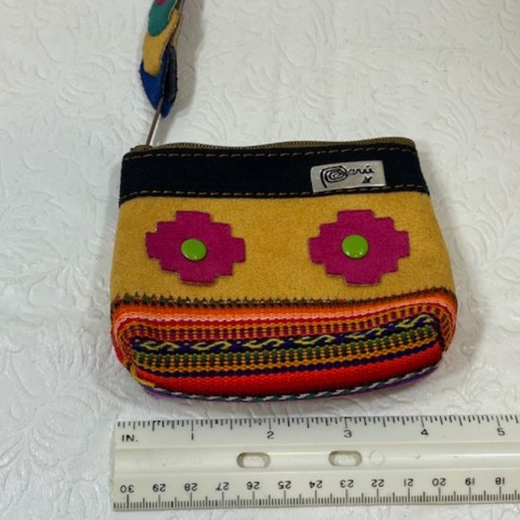 Peruvian Chakana Faux Leather Coin Zip Pouch Purse Incan Designs 4"x3"LIKE NEW - Picture 7 of 7